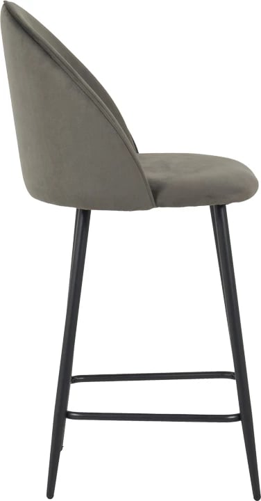 Karrige për bar Perch, kadife antracit, këmbë metalike të zeza, 50x43x99cm, set prej 2 copash