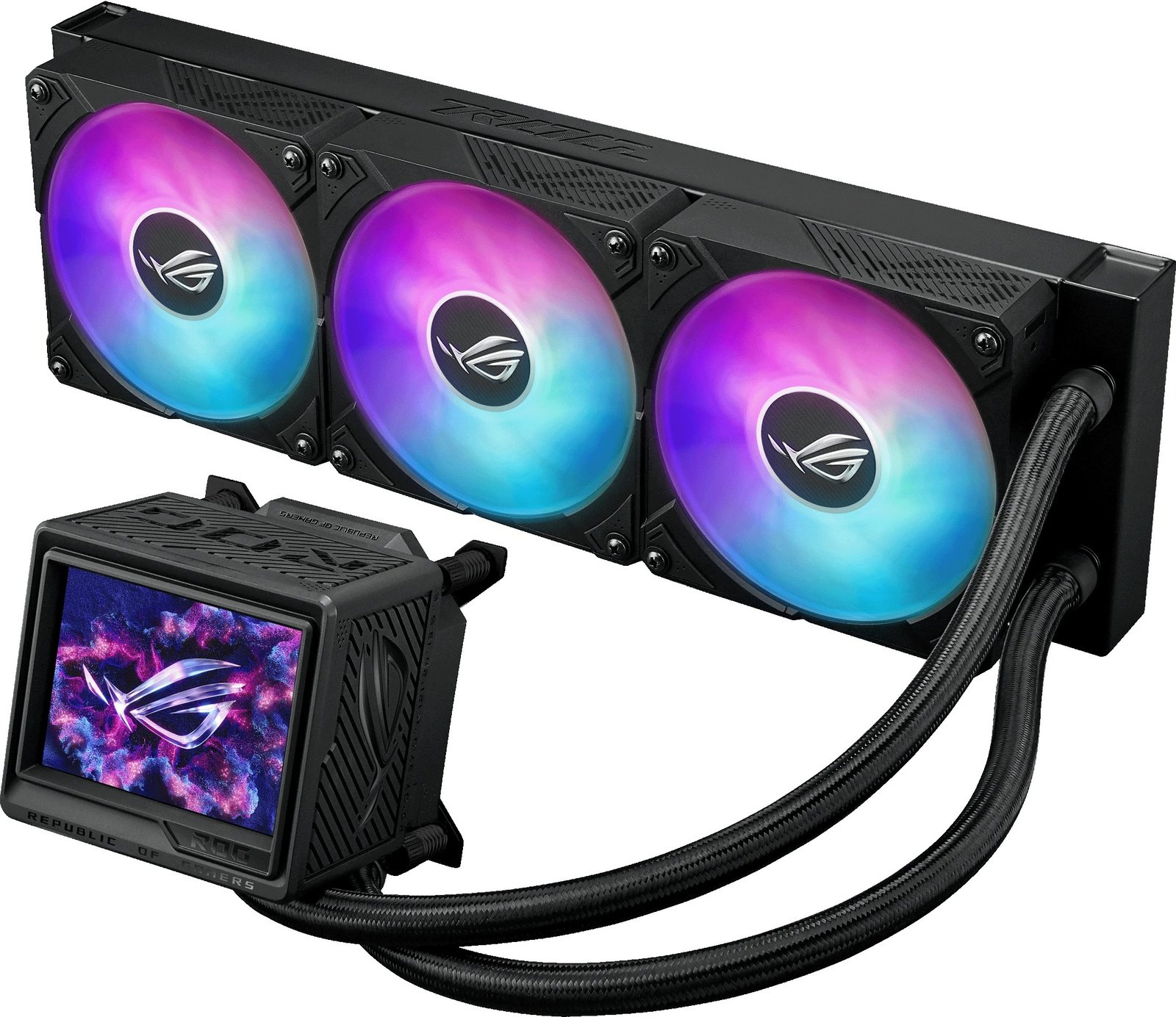Ftohës uji all-in-one ASUS ROG Ryujin III 360 ARGB Extreme, 3x12cm, ekran LCD, i zi