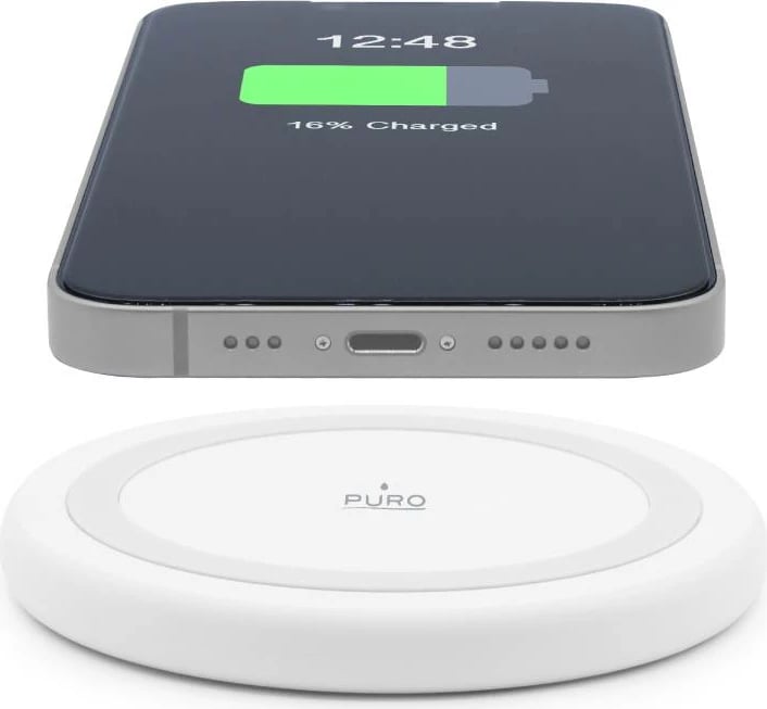 Karikues wireless Puro Elektrik, 15W, Qi, i bardhë