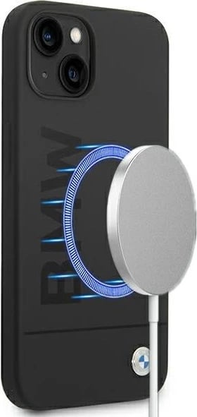 Mbështjellës BMW BMHMP14MSLBLBK për iPhone 14 Plus 6.7", silikon, MagSafe, zi