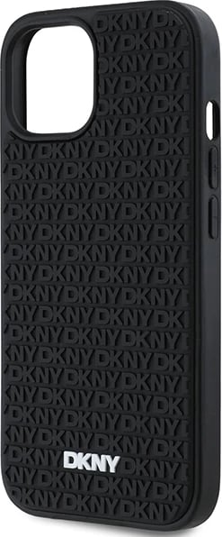 Mbështjellës DKNY 3D Rubber Repeat Pattern për iPhone 15 Plus, i zi