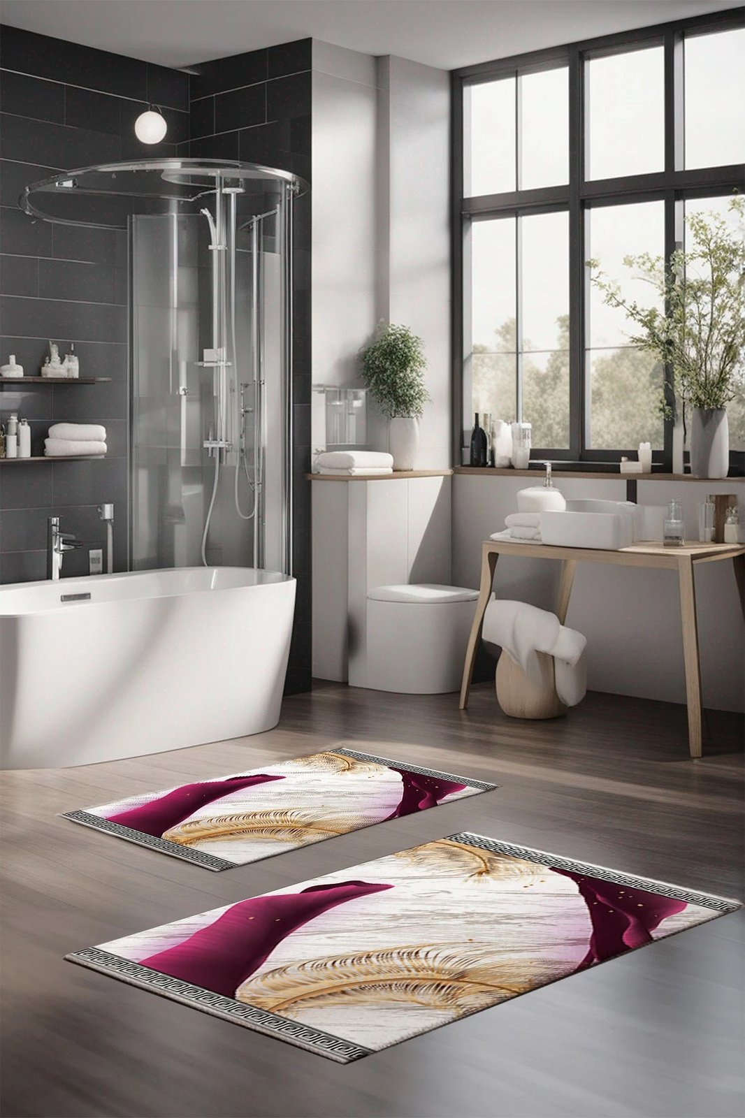 Set dy pjesësh tapetash për banjo, shumëngjyrësh, Mijolnir, CT-5093