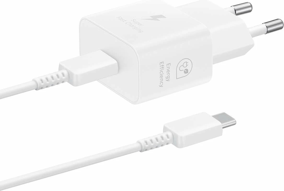 Karikues muri Samsung EP-T2510XWEGEU 25W SFC GaN me kabllo USB-C, Bardhë