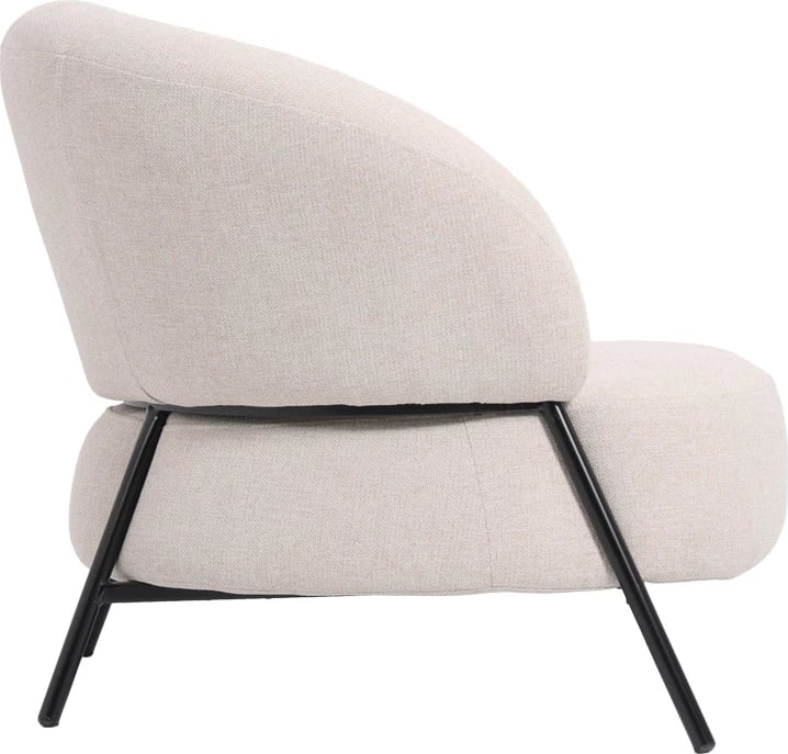 Fotel Jennie, material krem, këmbë metalike të zeza, 84x84x71.5cm