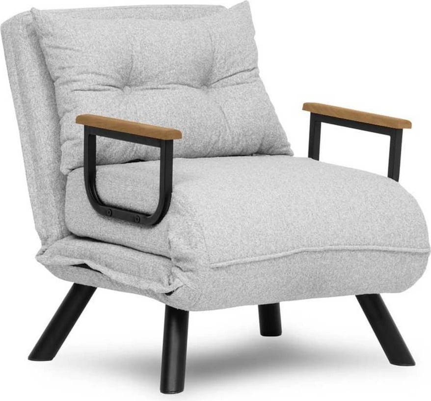Krevat-karrige një vendës, Atelier del Sofa, Sando Single, material teddy, ngjyrë gri