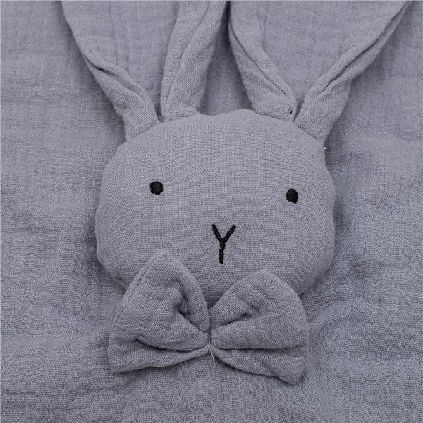 Pelush muslin NEW BABY Rabbit, 30x30 cm, pambuk organik, gri