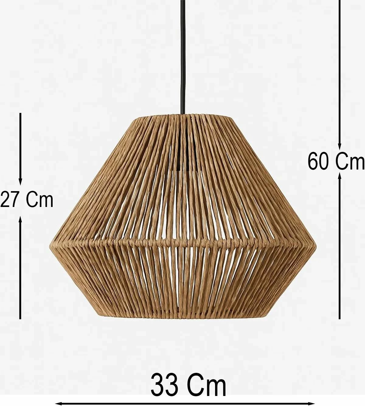 Llambë tavani Opviq, BK085, ngjyrë ecru, trup metalik, kapak rafia, lartësi e rregullueshme