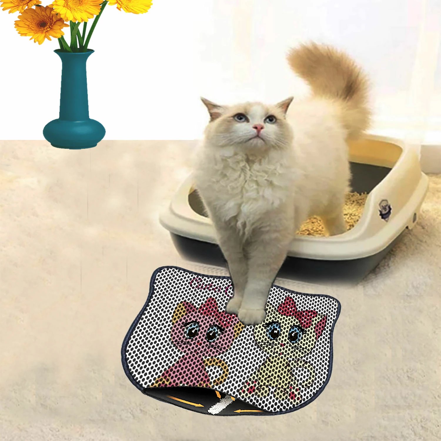 Tapet për rërë mace, Paws & Whiskers, Kdkafa0155, shumëngjyrësh, 40x50cm