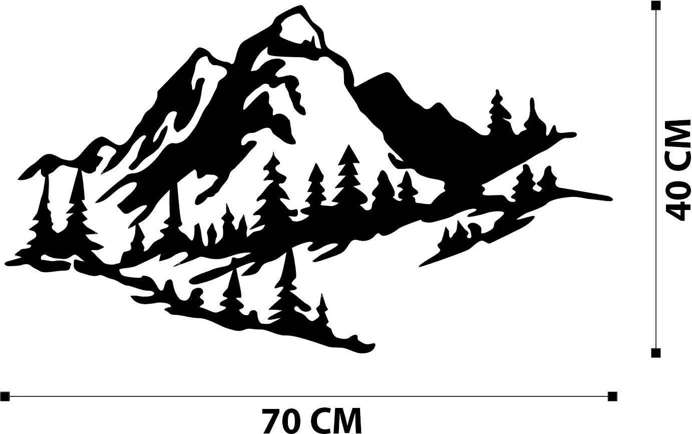 Aksesor dekorativ metalik për mur, Wallity, dekor mali, ngjyrë e zezë, 47x40cm