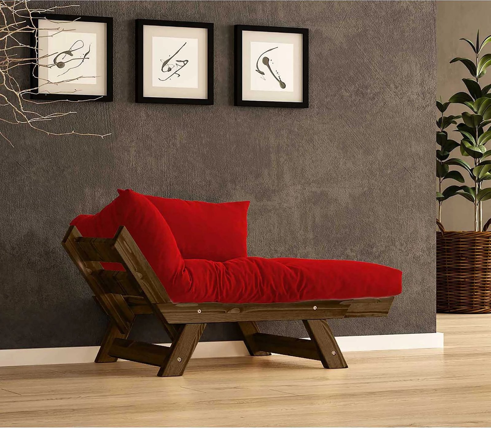 Karrige për kopsht një vend, Skye Decor, CPT8135-140, ngjyrë arre dhe e kuqe