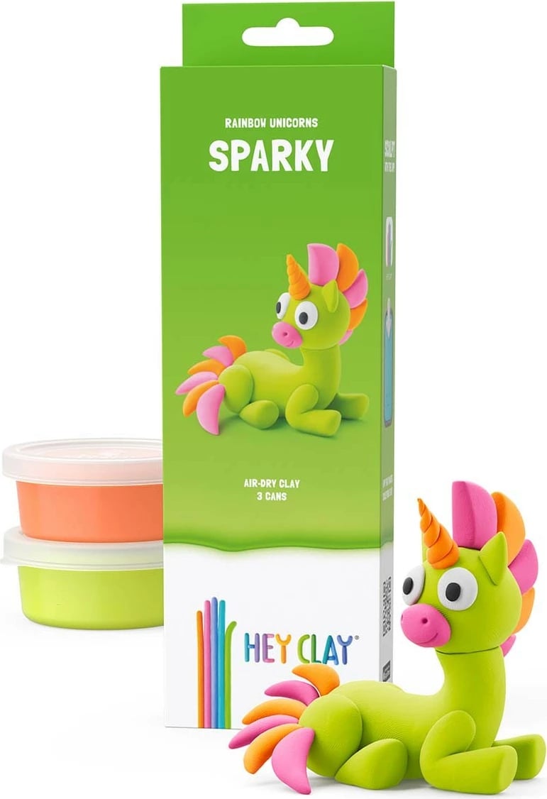 Set balte modeluese Hey Clay Rainbow Unicorns Sparky, 3 pjesë, shumëngjyrëshe