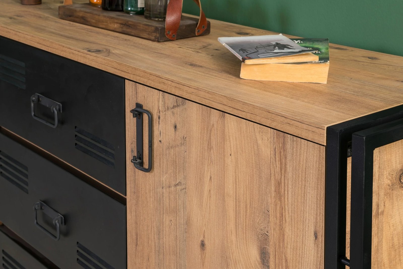 Set mobiljesh për dhomë dite Skye Decor, Cosmo Takım 23, ngjyrë Atlantic Pine dhe e zezë