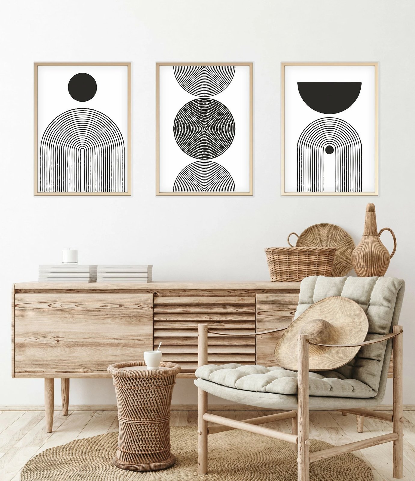 Pikturë dekorative me kornizë, 3 pjesë, MDF, Wallity, Huhu163, 50x70 cm