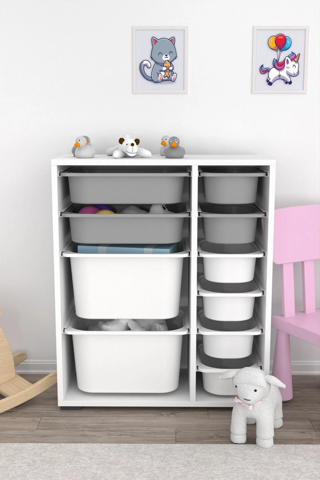 Dollap multifunksional Hanah Home, Zen 2D2K6U, i bardhë-gri
