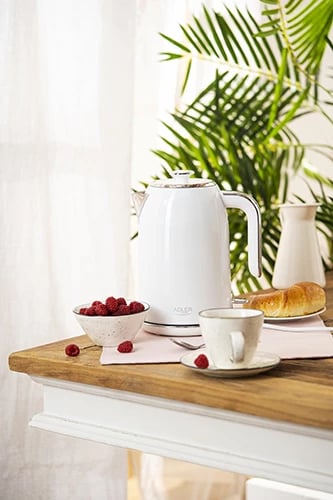 Zierëse uji elektrike, Adler, AD 1341, 1.7 L, element çeliku inox, STRIX, bazë 360°, e bardhë