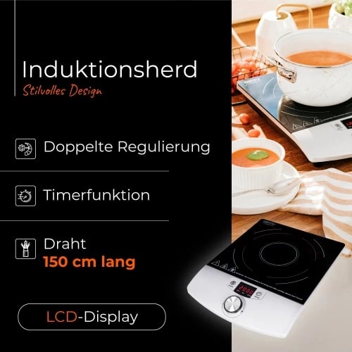 Sobë induksioni portative, Camry, CR 6515, 2000W, LCD, timer 0-180 min, rregullim temperature 60-240°C dhe fuqie, sipërfaqe qelqi qeramike Ø190mm, e zezë/argjend