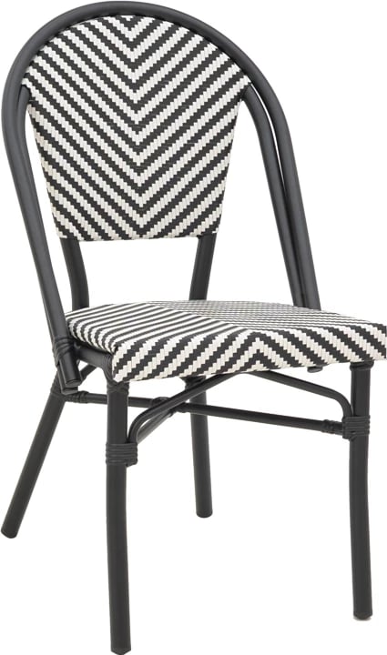 Karrige Uarmin e grumbullueshme, alumini e zezë dhe tekstilene bardhë e zi, 46x57x85cm