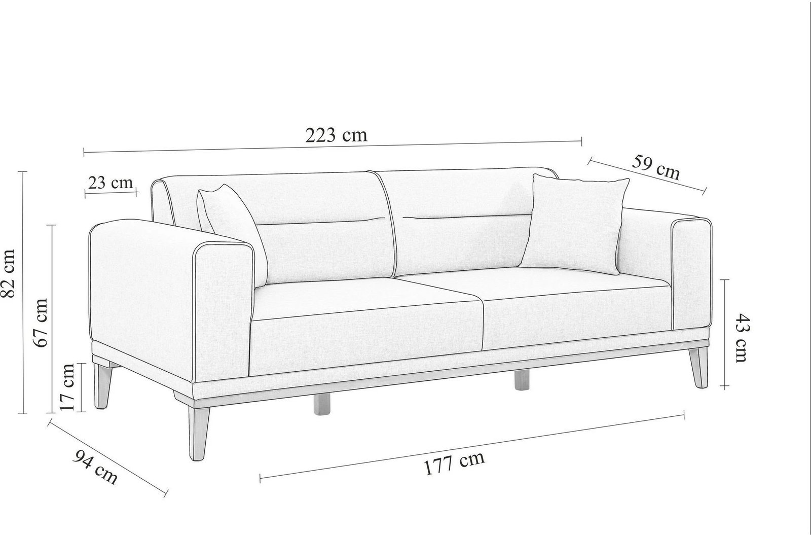 Divan-krevat 3 vende, Atelier del Sofa, Liones 3, ngjyrë gri e errët