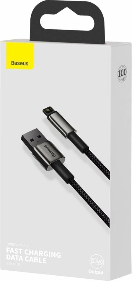 Kabllo Baseus CALWJ-01 USB në Lightning, 1m, 2.4A, e zezë