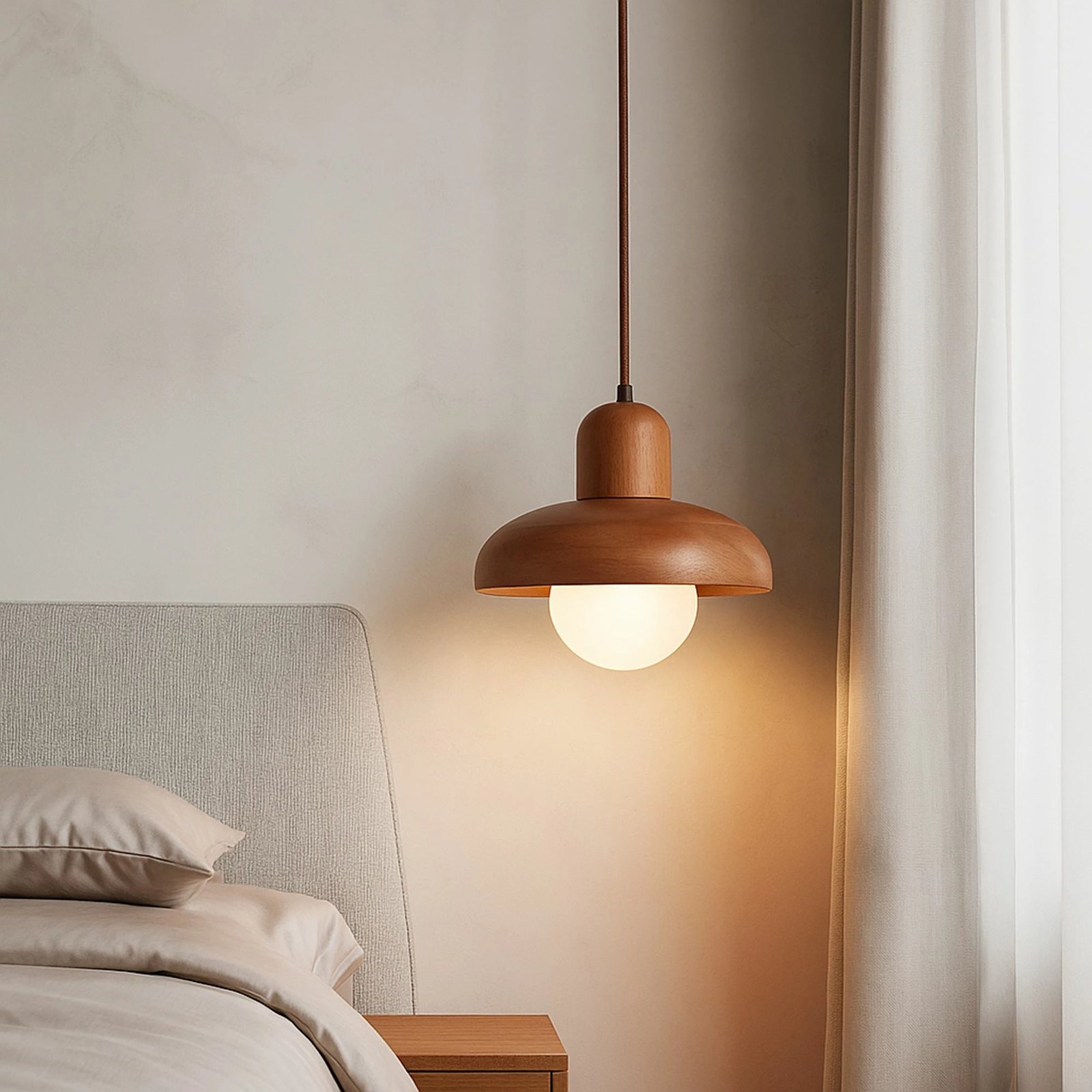 Llambë tavani Opviq, metal dhe dru, ngjyrë lisi, e zezë, e bardhë