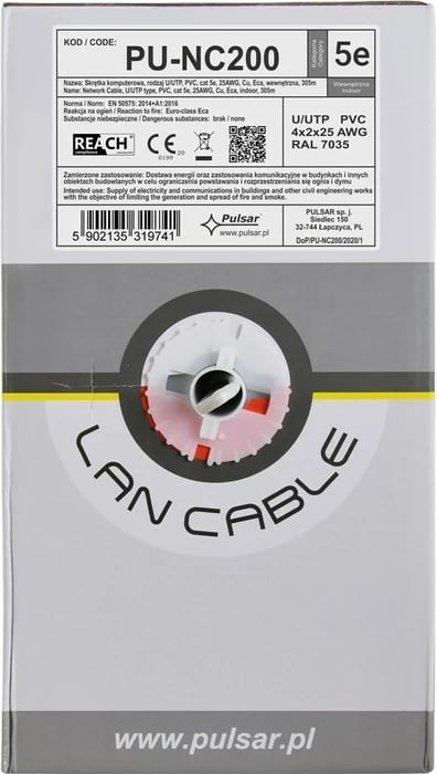 Kabëll LAN PULSAR PU-NC200, U/UTP, Cat 5e