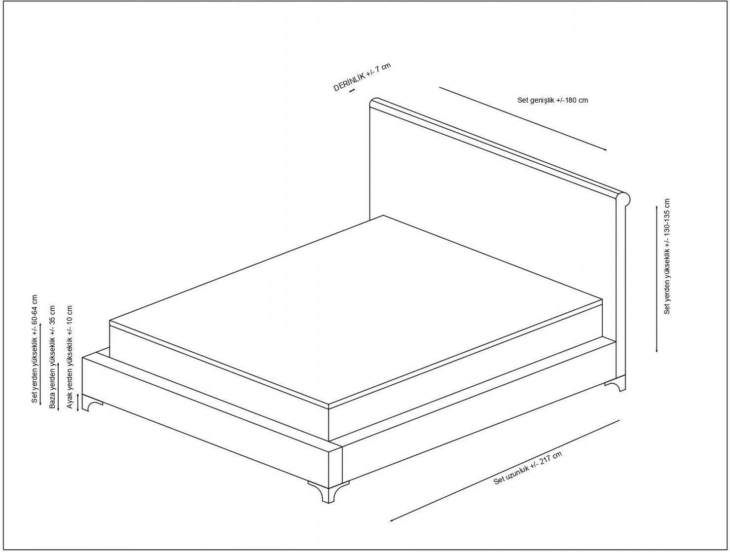 Set dysheku, baza me depo dhe tabaneri, ngjyrë antracit, Skye Decor, 140x200cm