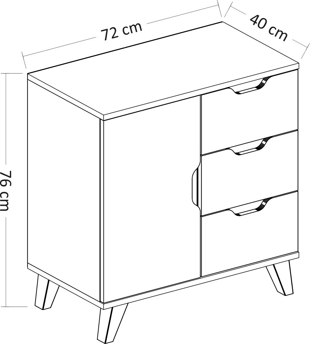 Komodë Skye Decor, Valencia 3+1, e bardhë