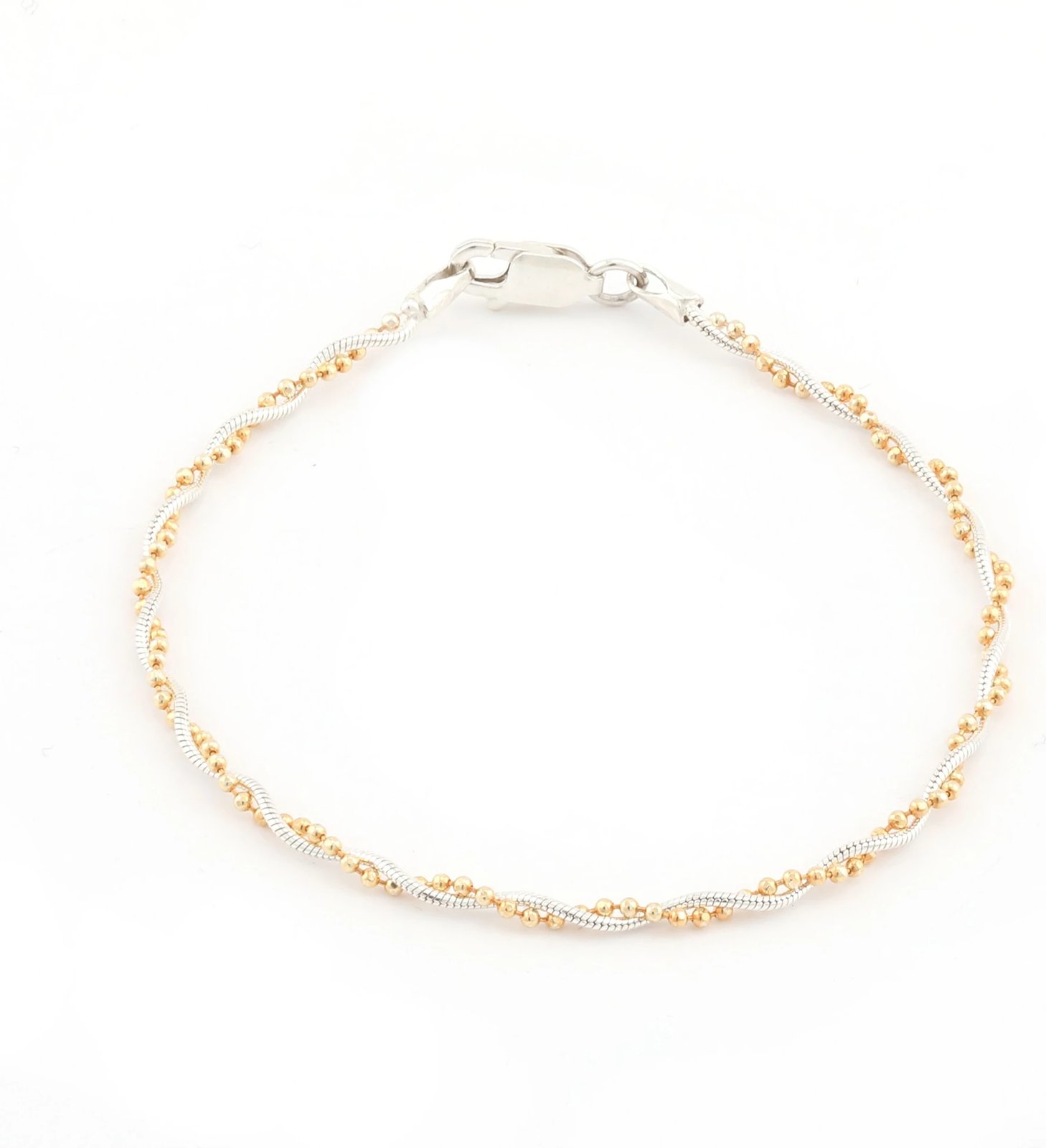 Byzylyk argjendi Jumeon, ngjyrë argjendi dhe ari, 17.5cm, 2mm, 11626RENKLI