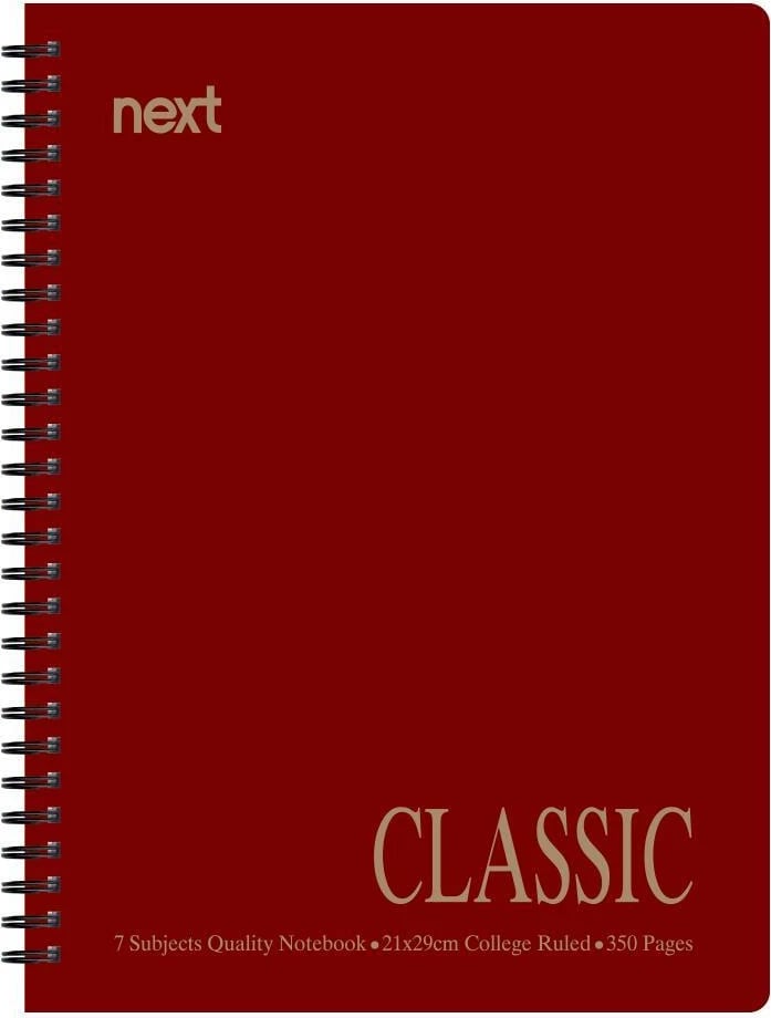 Fletore spirale Next Classic 21x29cm, 7 lëndë, 350 faqe, Burgundi