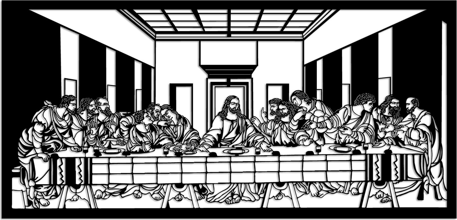 Aksesor dekorativ metalik për mur, Wallity, Davinci, ngjyrë e zezë, 100x48cm