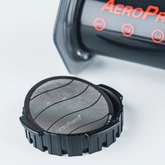 Filtër kafeje AeroPress prej çeliku inox, Gri