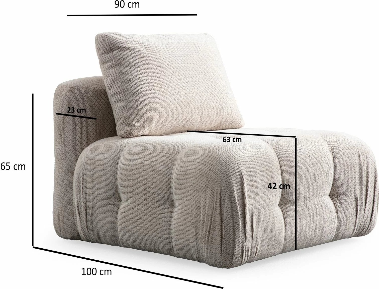 Këndare Amaris 3 vende me pouffe, bezhë