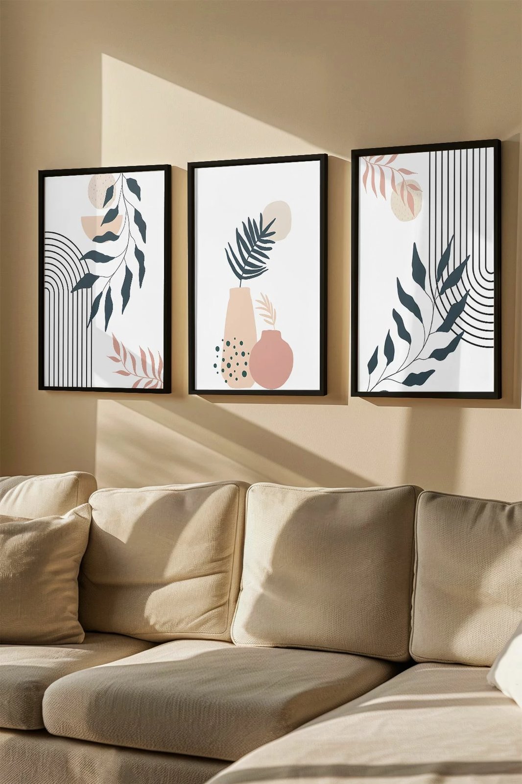 Pikturë dekorative me kornizë (3 copë), Wallity, Artvmodel30-Sıyah