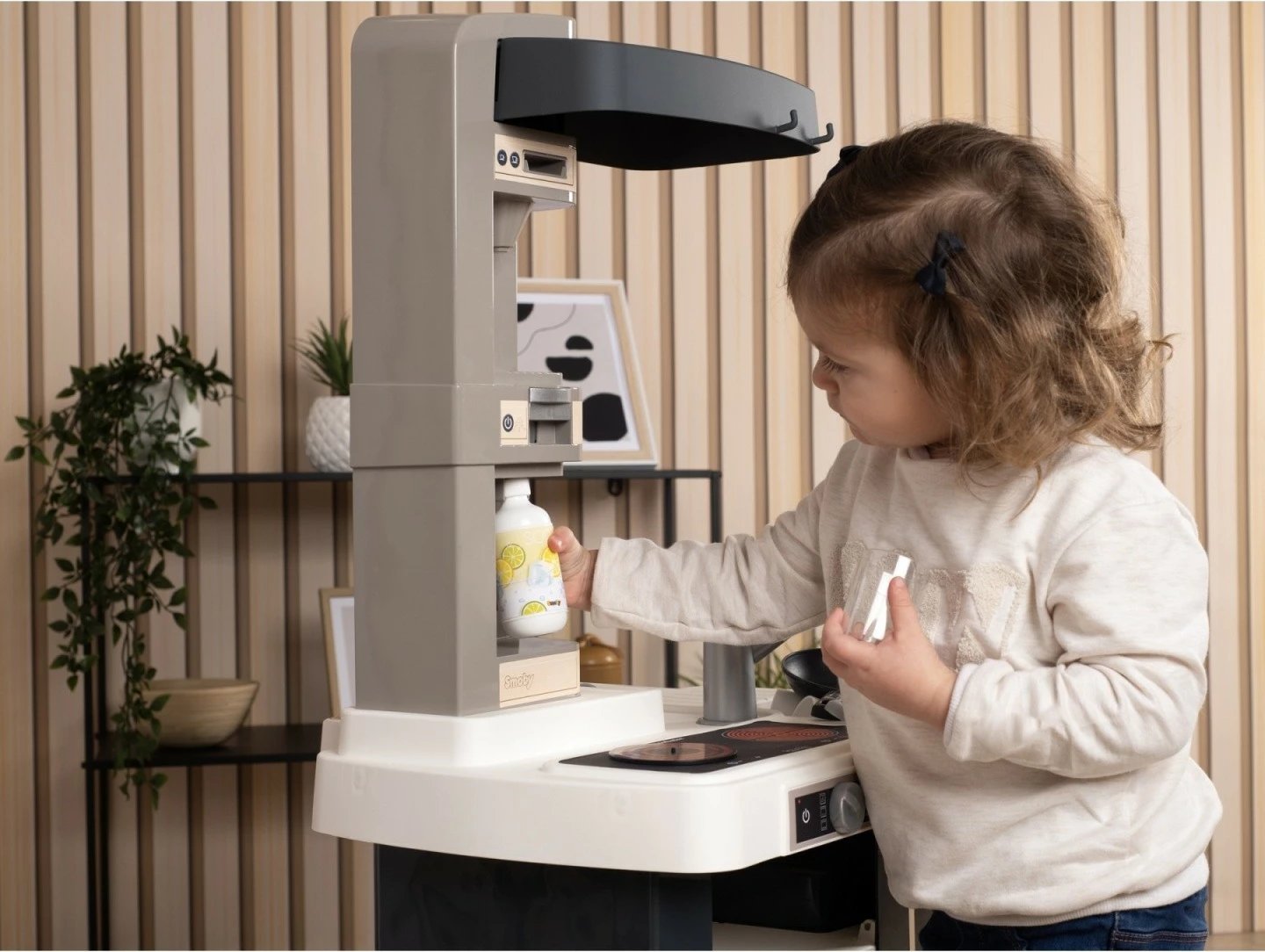 Kuzhinë lodër elektronike Smoby miniTefal Studio, plastikë, gri/bardhë, me aksesorë