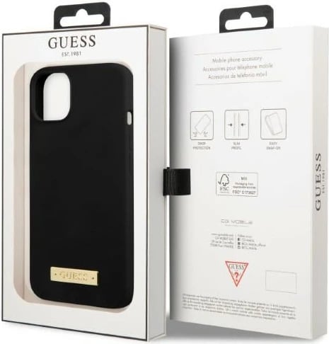 Mbështjellës Guess GUHMP13MSPLK për iPhone 13 6.1", silikon, MagSafe, zi