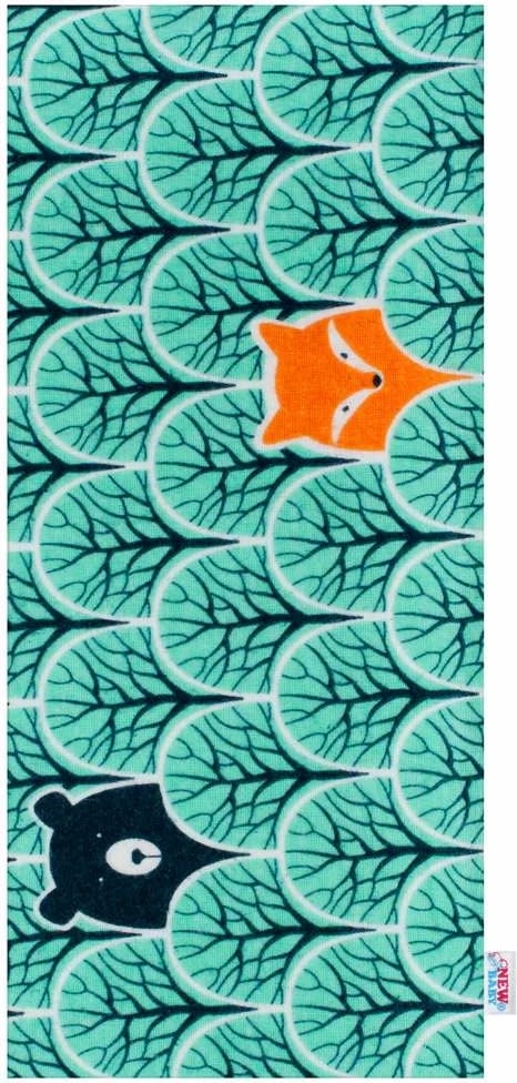 Pelenë flanele, New Baby, me print kafshë, 70x80 cm, pambuk 100%, turkeze