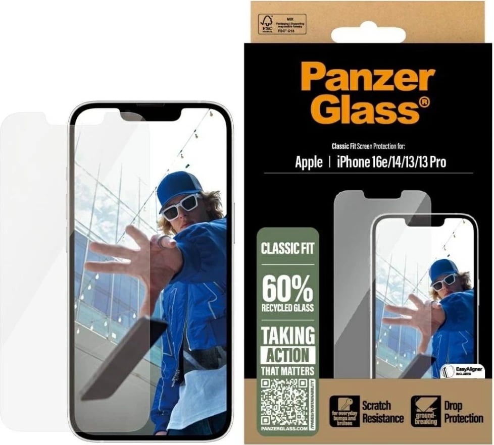 Xham mbrojtës PanzerGlass Classic Fit për iPhone 16e, Transparent