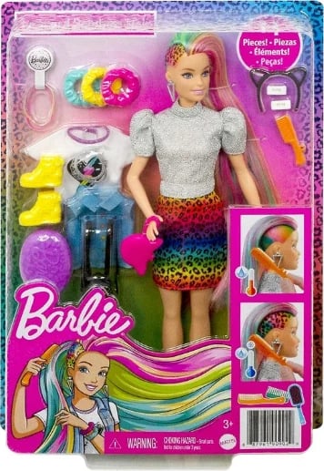 Set lodër barbie per vajza leopard rainbow hair
