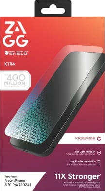 Mbrojtës ekrani Zagg InvisibleShield Glass XTR4 Graphene për iPhone 16 Pro Max, Blue