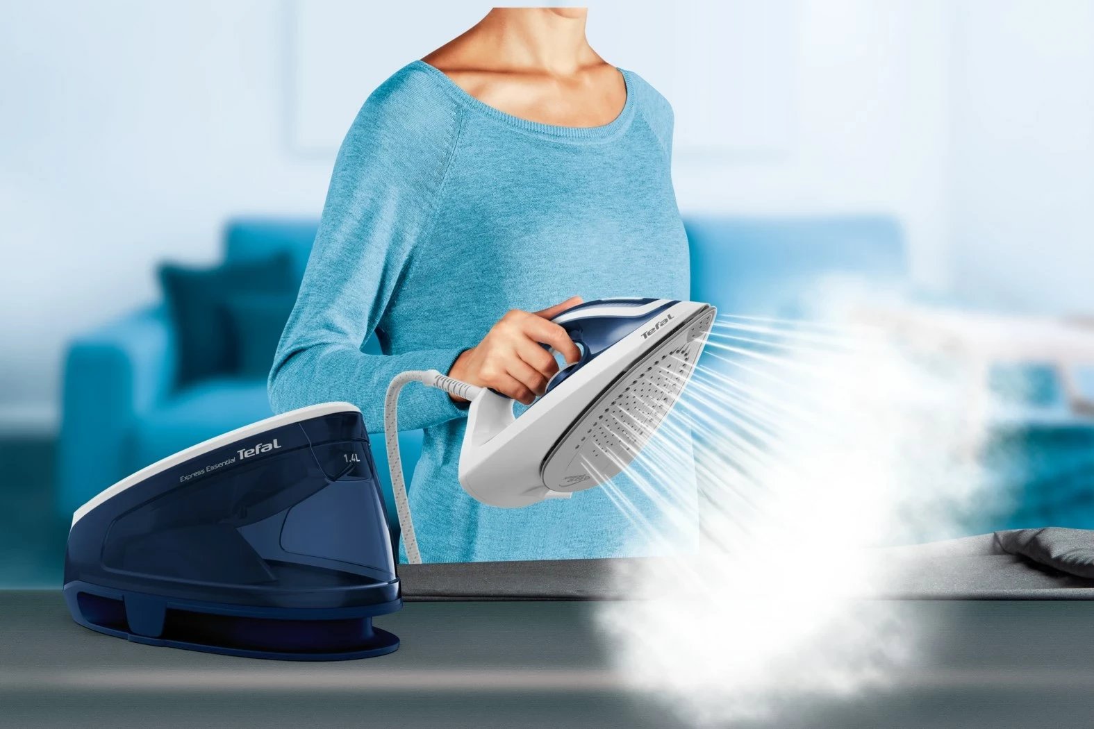 Hekur Tefal Express Essential SV6116, 2200 W, 1.4 L, Bardhë, Blu