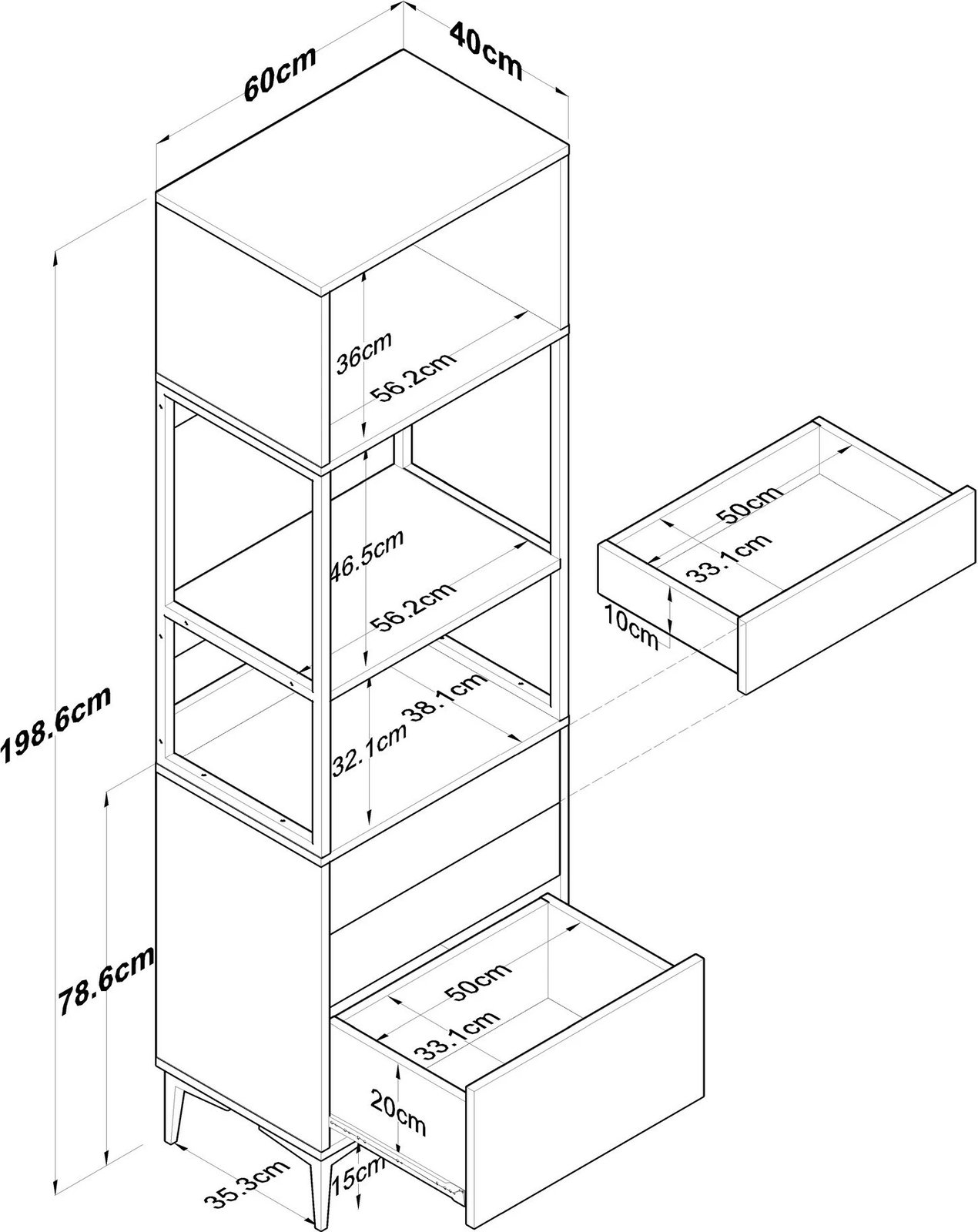 Dollap multifunksional Hanah Home, JE135 - 3101, i bardhë