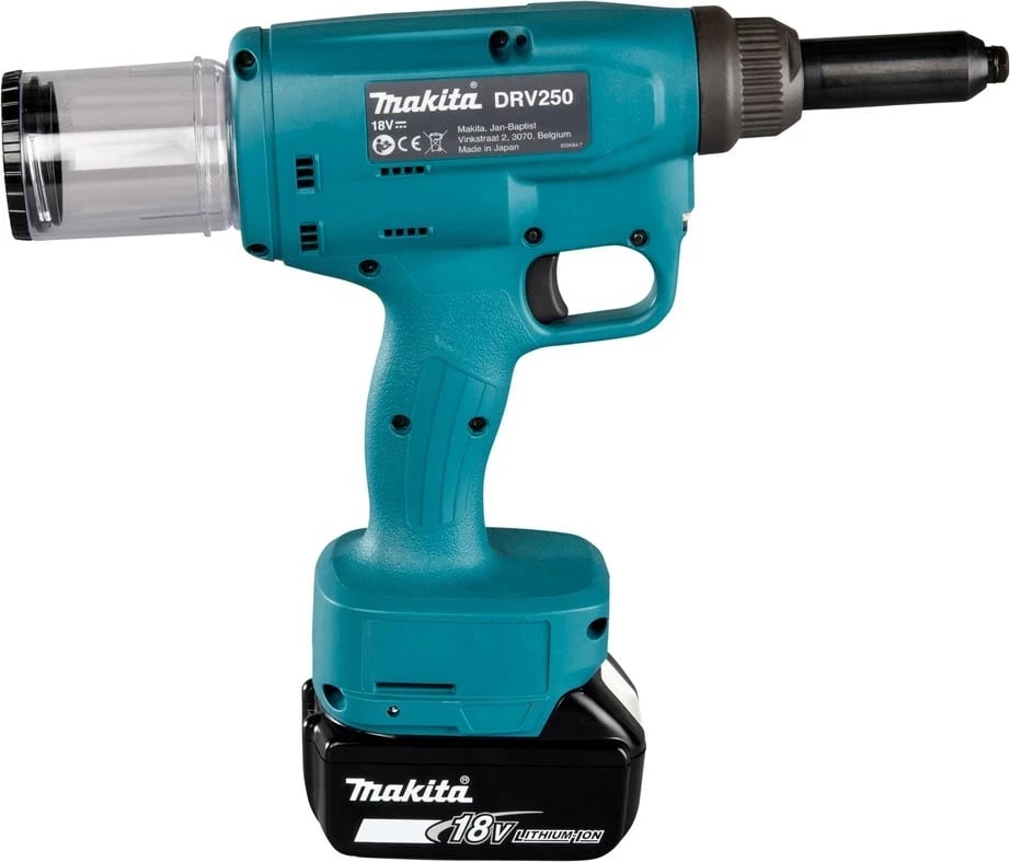 Riveter dore Makita DRV250RFJ, elektrik, 18V, Blu