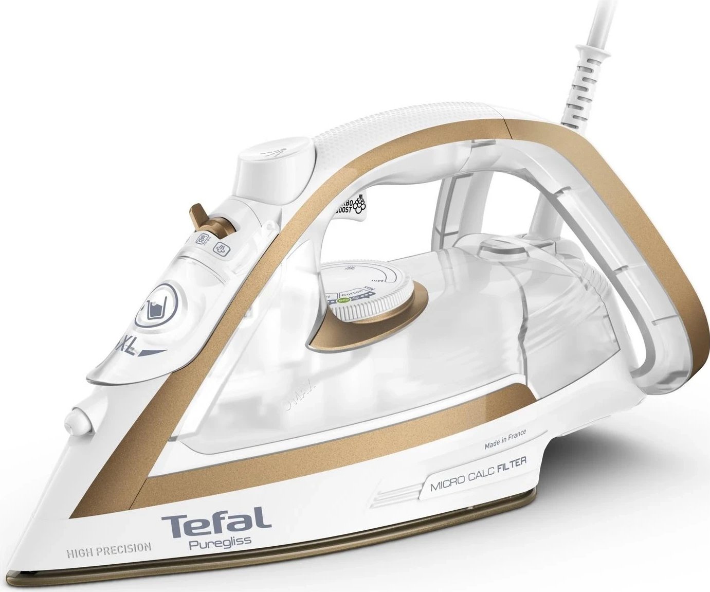 Hekurosja me avull Tefal FV8042, ngjyrë bardhë-ari