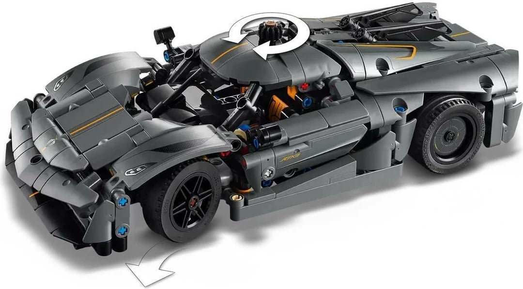 Set ndërtimi LEGO Technic 42173 Koenigsegg Jesko Absolut, 801 pjesë, Gri