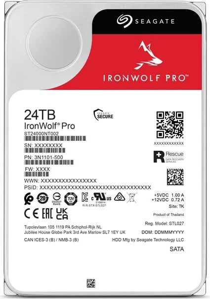 HDD Seagate IronWolf Pro ST24000NT002, 24 TB, 7200 RPM, 512 MB, 3.5", Serial ATA III