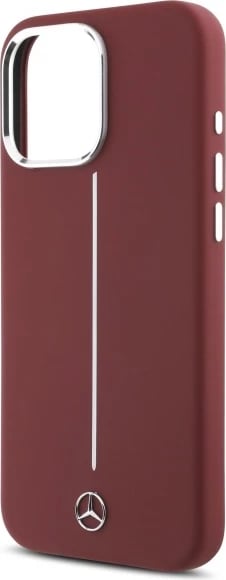 Mbështjellës Mercedes Silicone me vijë të bardhë MagSafe për iPhone 16 Pro Max, Kuq