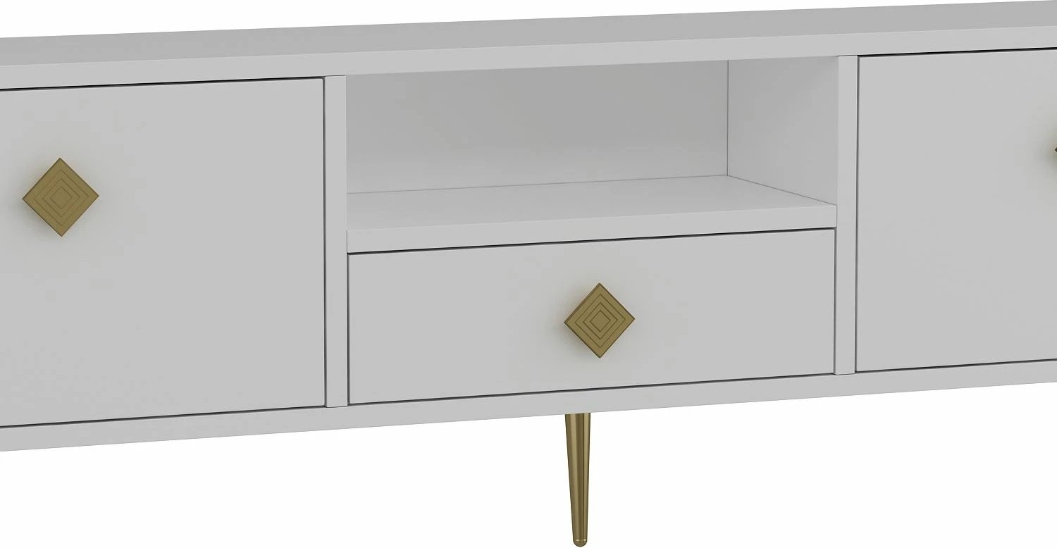 Komodë për TV Skye Decor, 1308-DROP-1, e bardhë, e artë
