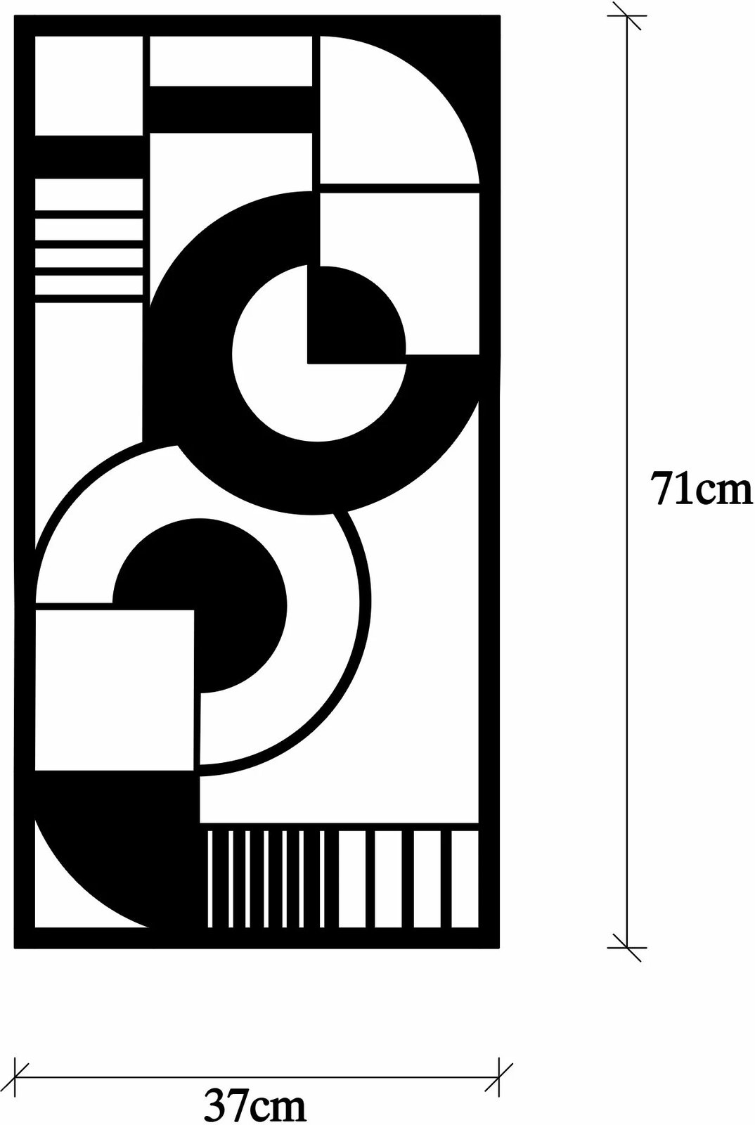 Aksesor dekorativ metalik për mur, Wallity, Hypnosis 2, ngjyrë e zezë, 37x71cm