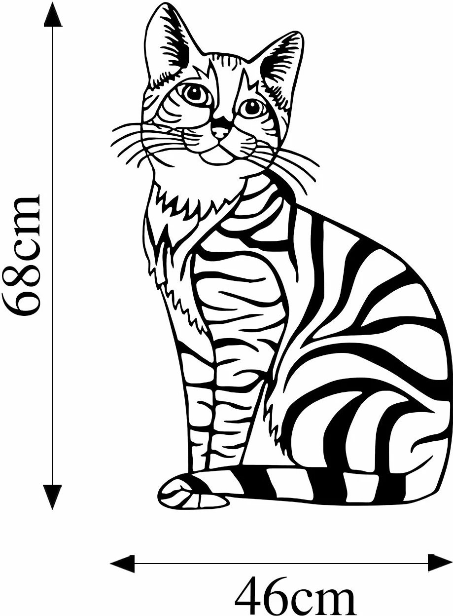 Aksesor dekorativ metalik për mur, mace, Wallity, 46x68cm