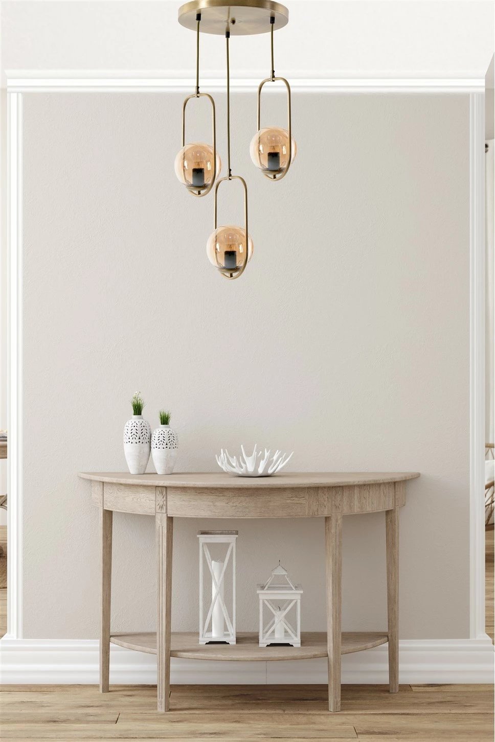 Llambë tavani Opviq, bakri, 3 llamba, balonë, stil klasik